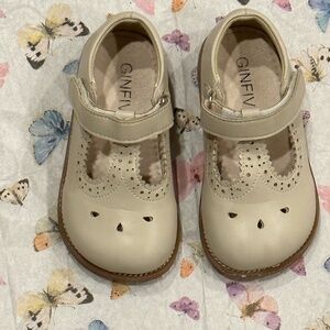 Ginfive Toddler Kids Little Girls Beige Mary Jane Flat